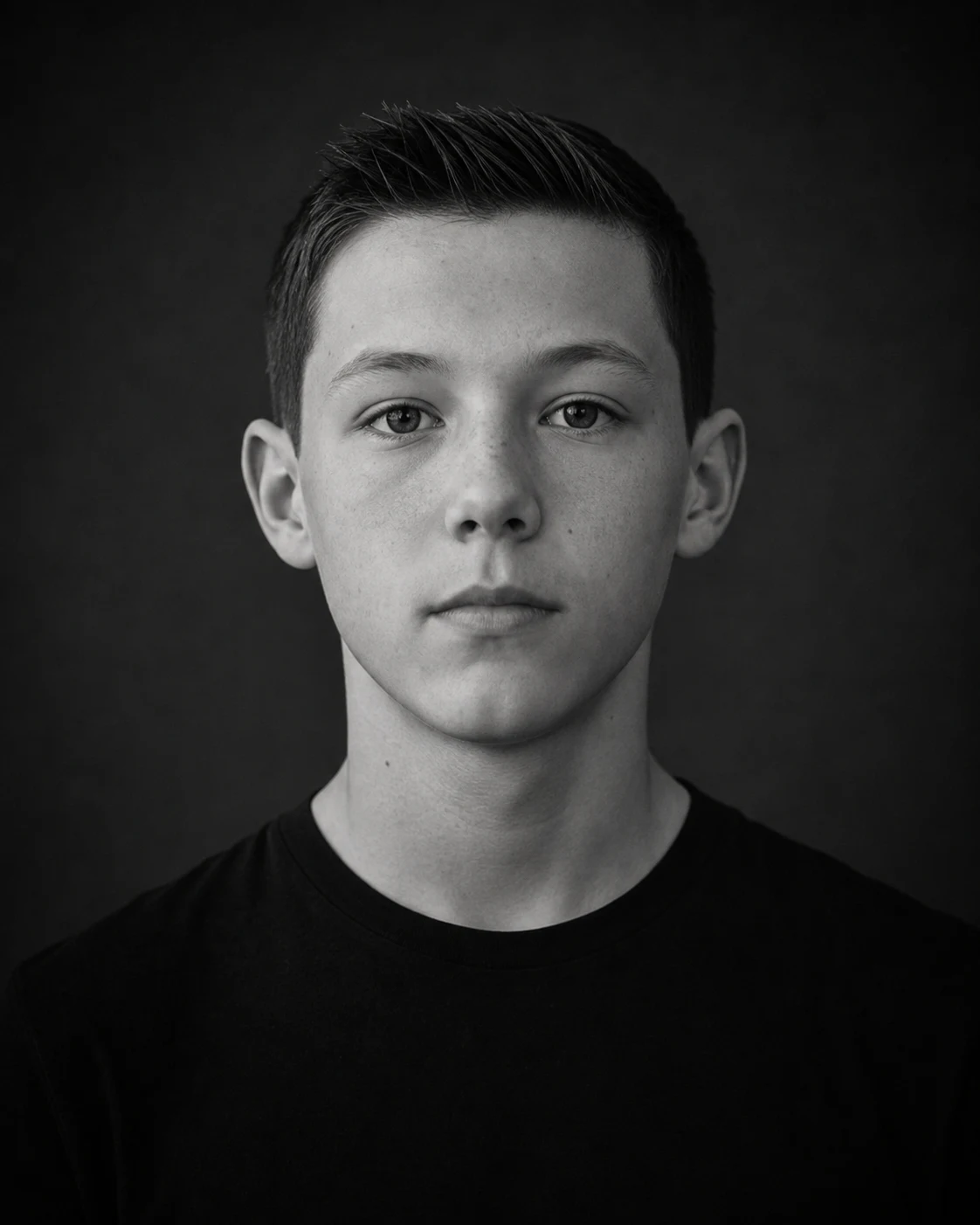 AI-generated frontal portrait of Liam Evans based on a supplied reference photo