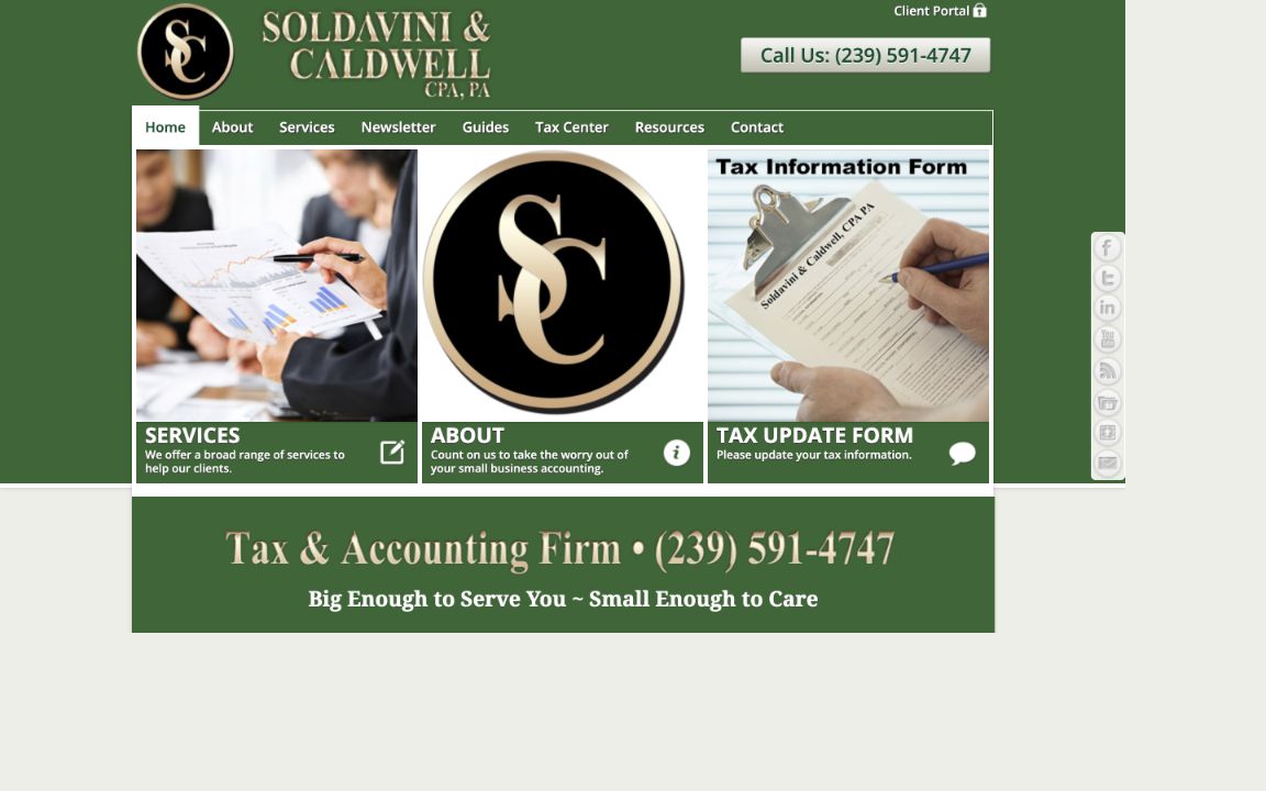 Current Soldavini & Caldwell website at the time this redesign concept was created