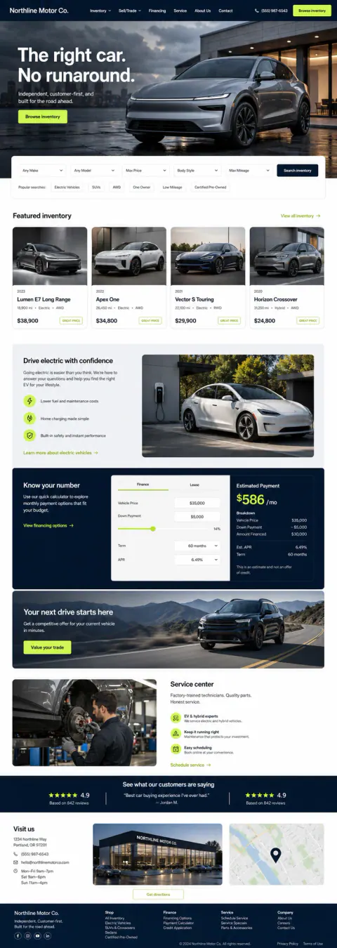 Northline Motor Co. — original automotive website concept